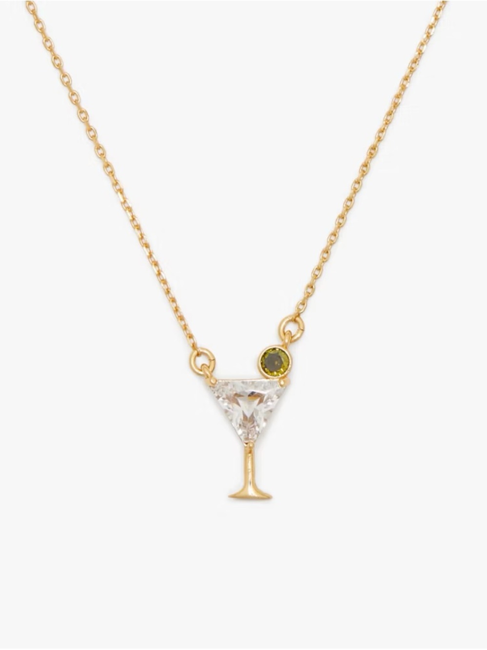 kate spade gold-tone martini pendant with clear and olive stones